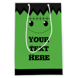 ハロウィングリーンフランケンシュタインカワイイパーソナライズされたバッグ ミディアムペーパーバッグ