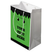 ハロウィングリーンフランケンシュタインカワイイパーソナライズされたバッグ ミディアムペーパーバッグ (正面アングル)