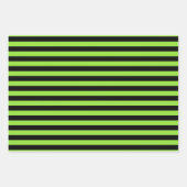 ハロウィングリーンブラックストライプパターンカスタム文字 ラッピングペーパーシート (正面3)