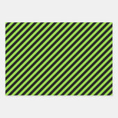 ハロウィングリーンブラックストライプパターンカスタム文字 ラッピングペーパーシート (正面2)