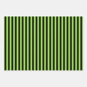 ハロウィングリーンブラックストライプパターンカスタム文字 ラッピングペーパーシート (正面)