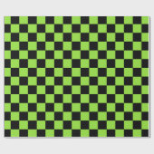 ハロウィングリーンブラック市松模様に誕生日カスタム文字 ラッピングペーパー (フラット)