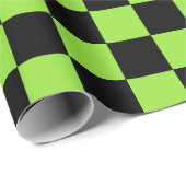 ハロウィングリーンブラック市松模様に誕生日カスタム文字 ラッピングペーパー (ロールコーナー)