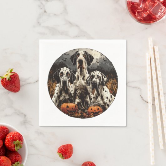 ハロウィングレートダーンドッグスハロウィーンのカボチャのちょうちん スタンダードカクテルナプキン (インサイチュ)