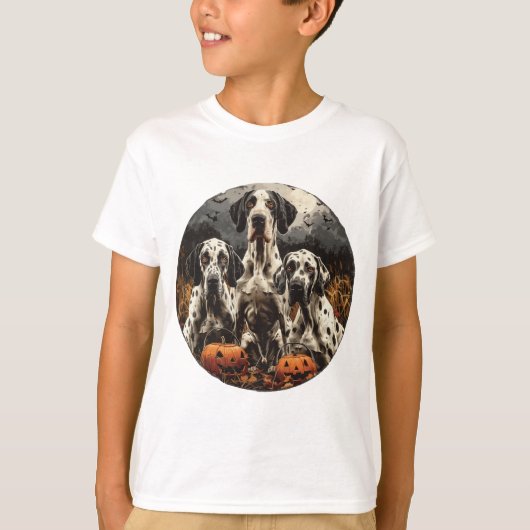 ハロウィングレートダーンドッグスハロウィーンのカボチャのちょうちん Tシャツ (正面)
