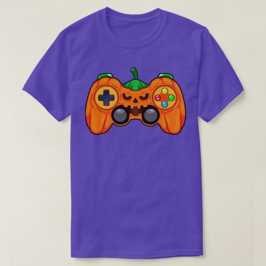 ハロウィンゲーマーカボンプキンコントローラビデオゲーマーキッド Tシャツ (デザイン正面)