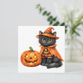 ハロウィンコスチュームの水彩黒猫 シーズンカード (スタンド正面)