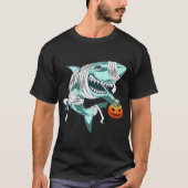 ハロウィンコスチュームシャークカボチャ不気味悪夢 Tシャツ (正面)