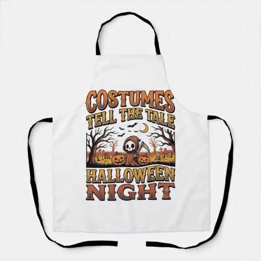 ハロウィンコスチュームストーリーアンティーク墓地タイポグラフィ エプロン (正面)