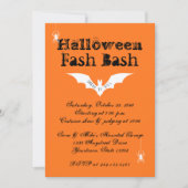 ハロウィンコスチュームパーティーこうもりスパイダズオレンジブラック 招待状 (正面)