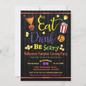 ハロウィンコスチュームパーティーで食べて飲んで怖がらせよう 招待状 (正面)