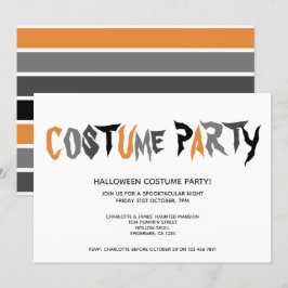 ハロウィンコスチュームパーティーのストライプ柄 招待状
