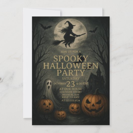 ハロウィンコスチュームパーティーの招待状 - スプーキー・ナイト 招待状 (正面)