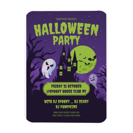 ハロウィンコスチュームパーティーの招待状 ハロウィンパーティー マグネット (縦)