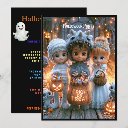 ハロウィンコスチュームパーティーの招待状 招待状 (正面/裏面)