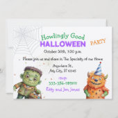 ハロウィンコスチュームパーティーモンスタースポイおもしろいダンス 招待状 (裏面)