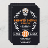 ハロウィンコスチュームパーティー砂糖スカル招待状 招待状 (正面/裏面)