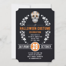 ハロウィンコスチュームパーティー砂糖スカル招待状