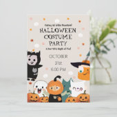 ハロウィンコスチュームパーティー | かわいい子供キャラクター 招待状 (スタンド正面)