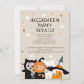 ハロウィンコスチュームパーティー | かわいい子供キャラクター 招待状 (裏面)