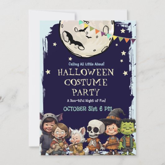 ハロウィンコスチュームパーティー キュートでスプーキーな楽しさ 招待状 (正面)