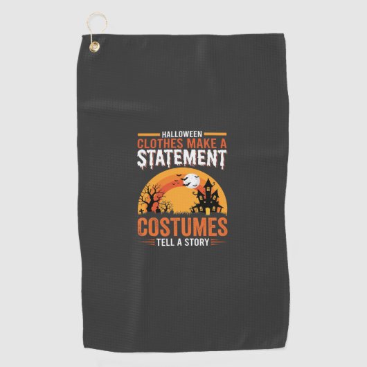 ハロウィンコスチューム ステートメント 幽霊の家のデザイン ゴルフタオル (正面)