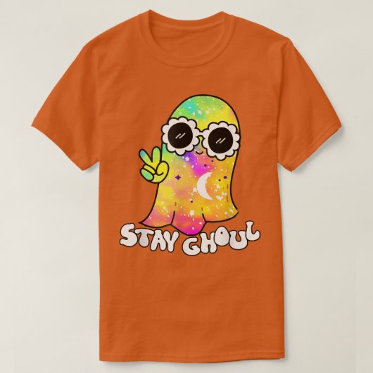 ハロウィンコスチュームGroovy幽霊ステイグール絞り染め Tシャツ (デザイン正面)