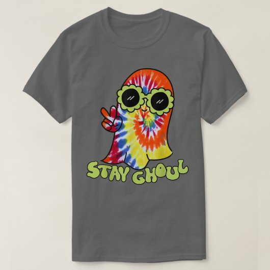 ハロウィンコスチュームGroovy幽霊ステイグール絞り染め Tシャツ (デザイン正面)