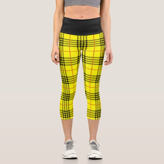 ハロウィンコスプレ1990年代イエロータータンチェックプレイド カプリレギンス (正面)
