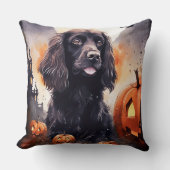 ハロウィンコッカースパニエル犬とカボチャ クッション (正面)