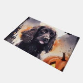 ハロウィンコッカースパニエル犬とカボチャ ドアマット (アングル)