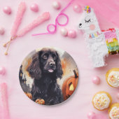 ハロウィンコッカースパニエル犬とカボチャ ペーパープレート (パーティー)