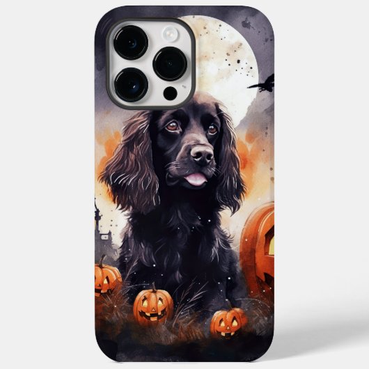 ハロウィンコッカースパニエル犬とカボチャ Case-Mate iPhoneケース (裏面)
