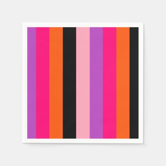 ハロウィンコンテンポラリーのストライプ スタンダードカクテルナプキン (正面)