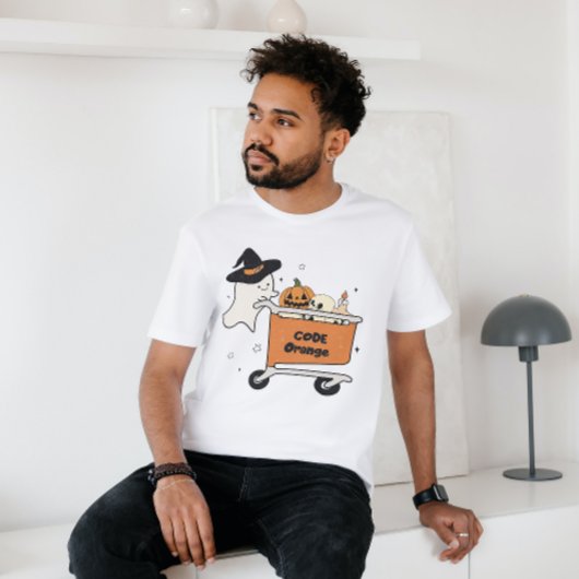 ハロウィンコードオレンジ幽霊押しショッピングカート Tシャツ