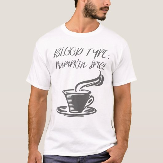 ハロウィンコーヒーおもしろいラテ – 血液型カボチャ Tシャツ (正面)