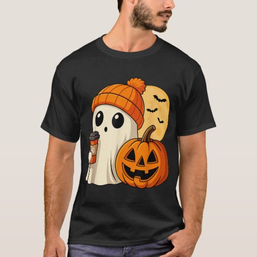 ハロウィンコーヒーカボチャ不気味 Tシャツ (正面)