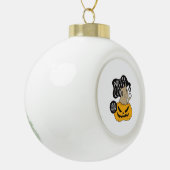 ハロウィンコーヒーキャット – かわいいハロウィンキャットが飲む セラミックボールオーナメント (左)