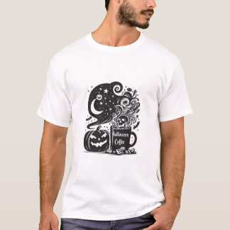 ハロウィンコーヒー 黒と白の魔女のブレンド コーヒー Tシャツ