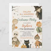 ハロウィンコールオールモンスターズ誕生日 招待状 (正面/裏面)
