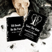 ハロウィンゴシックの黒と白のSave The Date 招待状