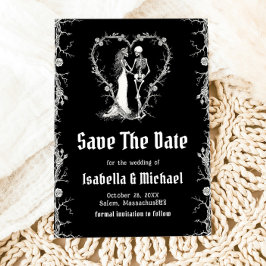 ハロウィンゴシックの黒と白のSave The Date 招待状