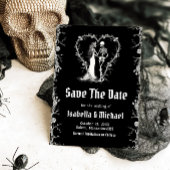 ハロウィンゴシックの黒と白のSave The Date 招待状