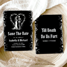 ハロウィンゴシックの黒と白のSave The Date 招待状