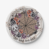 ハロウィンゴシックインスパイアフローラスカルレース ペーパープレート (正面)