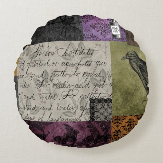 ハロウィンゴシック中世不気味薬品芸術 ラウンドクッション (正面)