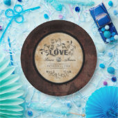 ハロウィンゴシック様式ブラウンの愛一致の結婚式のプレート ペーパープレート (パーティー)