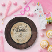 ハロウィンゴシック様式ブラウンの愛一致の結婚式のプレート ペーパープレート (パーティー)