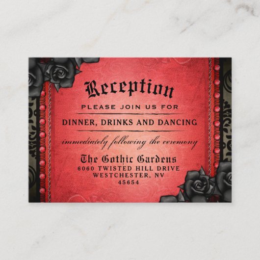 ハロウィンゴシック赤ブラック3.5 x 2.5披露宴 エンクロージャーカード (正面)