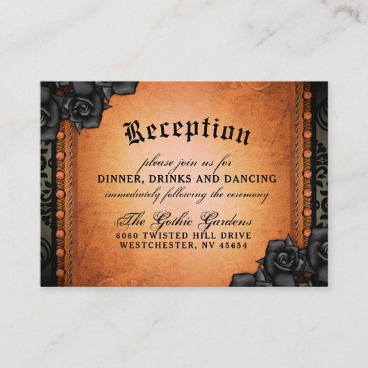 ハロウィンゴシックOrangeブラック3.5 x 2.5披露宴 エンクロージャーカード (正面)